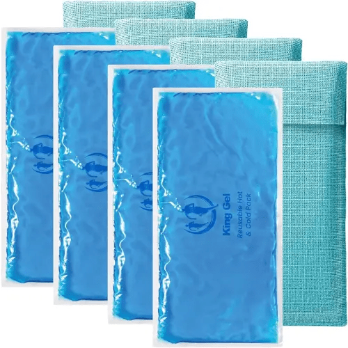 4PK Flexible Gel Ice Packs for Injuries Reusable - Gel Ice Pack Cold Compress for Knee, Back, Neck, Wrist, Hand, Elbow, Ankle Pain Relief - 9.5" x 4.5"