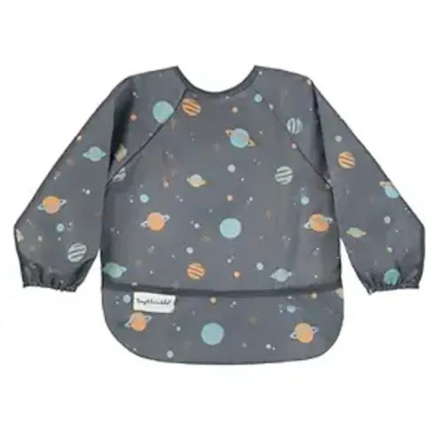 Tiny Twinkle Long Sleeve Bib for Babies & Toddlers | Waterproof Smock Bib for Eating | Machine Washable & Mess-Proof Feeding Essentials | Newborn Shower Gift (Space, 2-4Y)