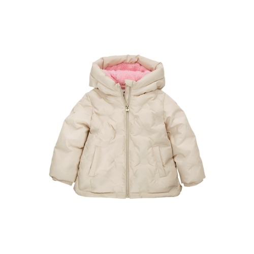 Fleece Lined Heart Pattern Puffer Jacket