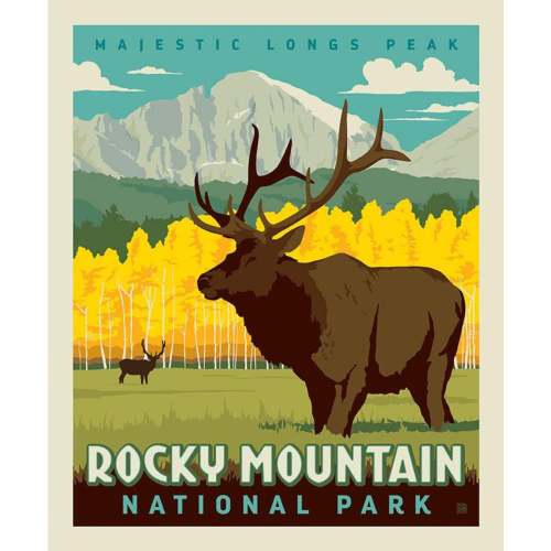 DEAL National Parks Poster Panel Rocky Mountain - Riley Blake Designs - Quilting Cotton Fabric