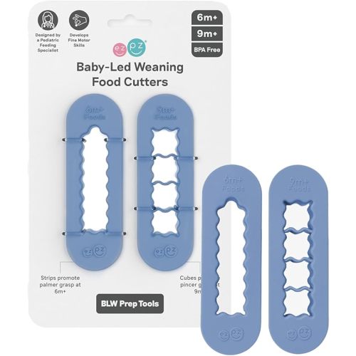 ezpz Baby-Led Weaning Food Cutters (2 pack in Indigo) - 6/9 Months + - Food Prep for Infants