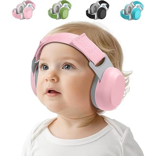 Bella's Friends Baby Ear Protection for Infants & Toddlers(3–48 Months) - Lightweight 24dB Noise Cancelling Headphones - Safe fit & Comfort Earmuffs - Improve Sleep - Baby Travel Essential, Pink