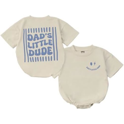 Newborn Baby Boys Summer Clothes Dad's Little Dude Romper Bodysuit Daddys Boy Outfit First Fathers Day Gift