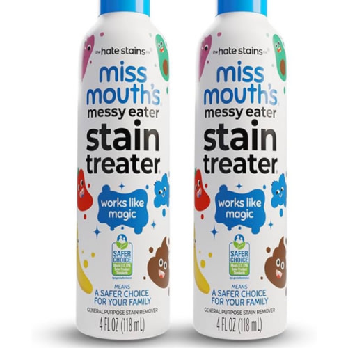 Miss Mouth's Messy Eater Stain Treater Spray - 4oz 2 Pack Stain Remover - Newborn & Baby Essentials - No Dry Cleaning Food, Grease, Coffee Off Laundry, Underwear, Fabric