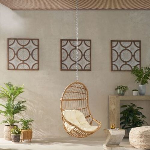 GDFStudio Gurley Outdoor/Indoor Wicker Hanging Chair with 8 Foot Chain (NO STAND)