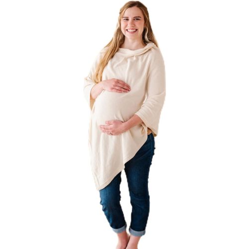 MakeMake Organics Knit Breathable Nursing Cover Up for Breastfeeding - Soft GOTS Certified Organic Cotton Breastfeeding Cover Up for Women - Privacy Feature, Vanilla
