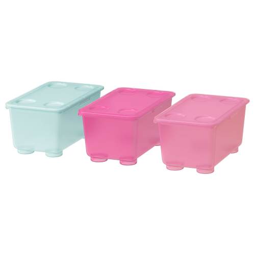GLIS Box with lid - pink/turquoise 6 ¾x4 "