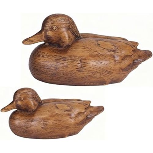 Soaoo 2 Packs Duck Home Decor Statues Rustic Vintage Resin Animal Figurines Countryside Farmhouse Decor for Desktop Living Room Nursery Shelf Indoor Decorative Accents