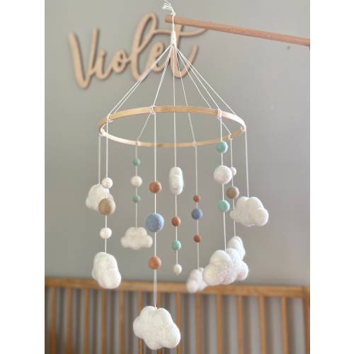 Dreamy Felt Cloud Baby Mobile: Gender Neutral Nursery Decor