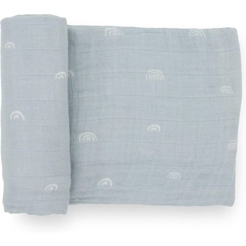 Little Unicorn Premium Cotton Swaddle Baby Blanket | Breathable Fabric | for swaddling, Play, Nursing & More (Blue Rainbow)