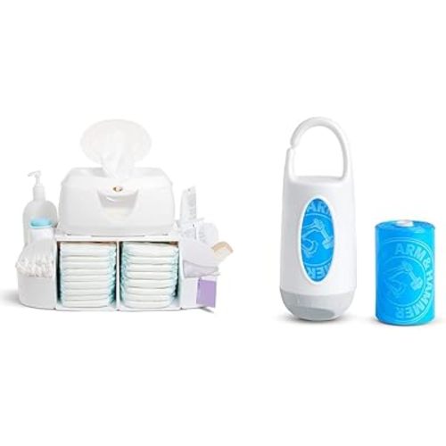 Munchkin Diaper Change Organizer and Arm & Hammer Diaper Bag Dispenser with 24 Bags