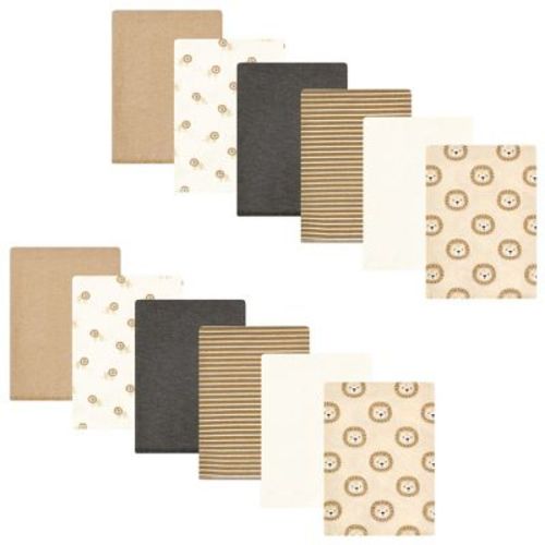 Hudson Baby Cotton Poly Flannel Burp Cloths Bundle, Brave Lion, One Size