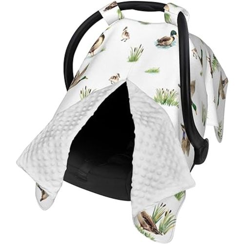 Mallard Duck Carseat Covers Baby, Winter Carseat Cover for Baby, Minky Baby Car Seat Cover for Boy & Girl, Peekaboo Opening Car Seat Canopy for Newborn, Multi Use Mom Nursing Cover, Mallard Duck