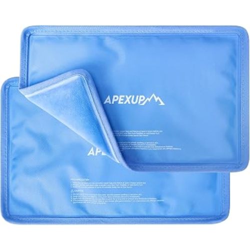 APEXUP Gel Ice Packs for Injuries Reusable, Flexible Double Sided Cold Packs for Injuries, Ice Pack for Knee, Shoulder, Back, Hip, Leg, Arm (Blue, 11.5"x7.5", 2PK)