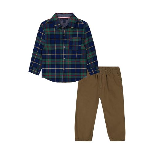 Tommy Hilfiger baby-boys 2pc Woven Shirt Pant Set