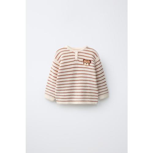 KNIT LION PATCH JUMPER - Mid-ecru | ZARA United States