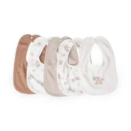 The Little Linen Co. Jersey Bib 5 Pack Bushland Bear | Baby Bunting AU