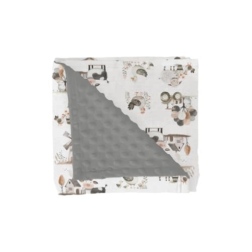 Boho Farm Animals Baby Blankets for Girl Boy Lamb Cow Chicken Duck Tractor Tree Soft Mink with Dotted Backing Double Layer Receiving Blanket Spring Farm Life Bed Throws for Newborn Toddler Crib 30x40