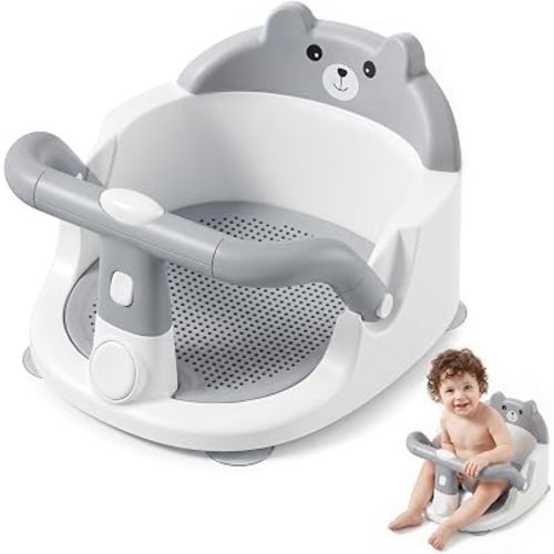 Baby Bath Seat for Babies 6 Months & Up, Toddler Bathtub Chair, Grey