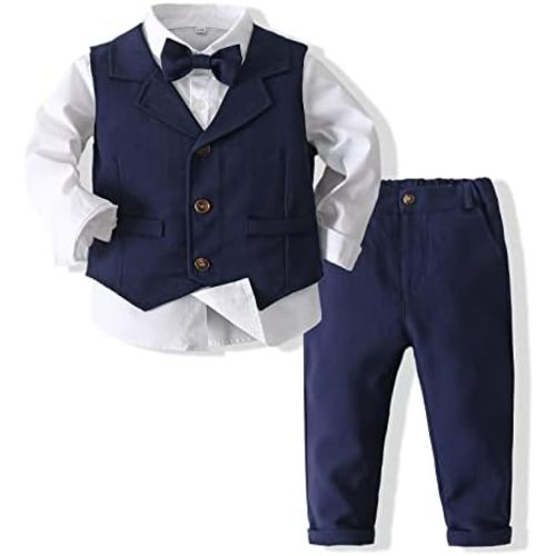 Kimocat Baby Boys Gentleman Bowtie Formal Outfit Suits Tuxedo Vest Wedding Party Suit