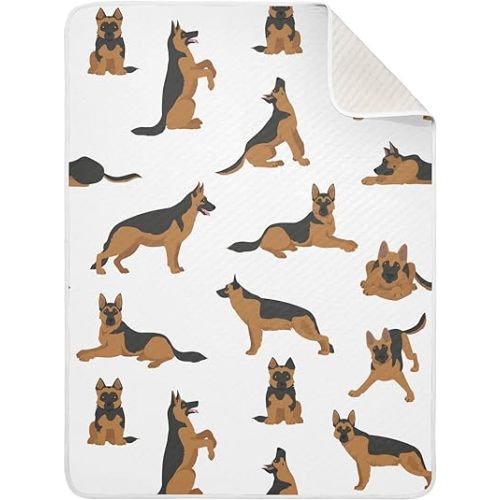Swaddle Blanket German Shepherd Dogs Cotton Blanket for Infants, Receiving Blanket, Lightweight Soft Swaddling Blanket for Crib, Stroller, Nursery Blankets, 30x40 in