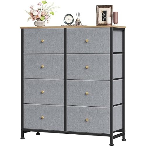 Sweetcrispy 8 Drawer Dresser for Bedroom, Organizer Storage Drawers, Blue