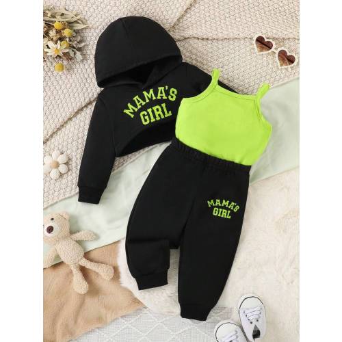 3pcs/Set Baby Girl Casual Sports Simple Design Sweatshirt Set, Spring And Autumn | SHEIN USA