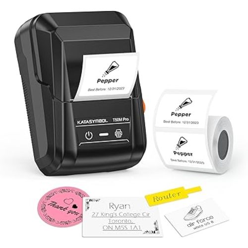 SUPVAN T50M Pro Bluetooth Label Maker Machine with Tape, Wide Waterproof Label, Versatile App with 40 Fonts and 450+ Icons, Inkless Labeler for Home, Kitchen, School, Office Organization, Black