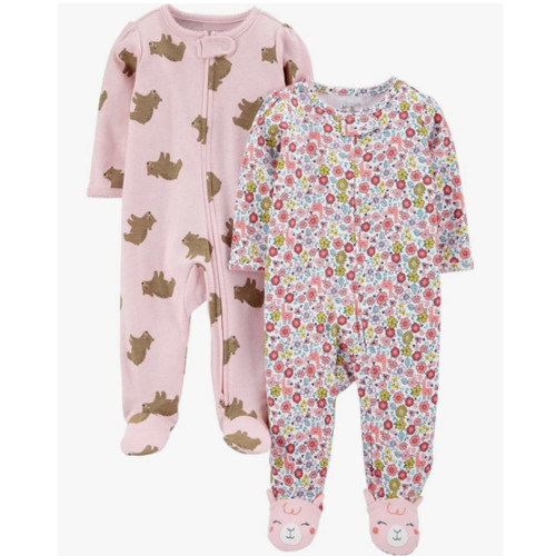 Simple Joys by Carter's Baby Girls' Cotton Footed Sleep and Play, Pack of 2 (Newborn)