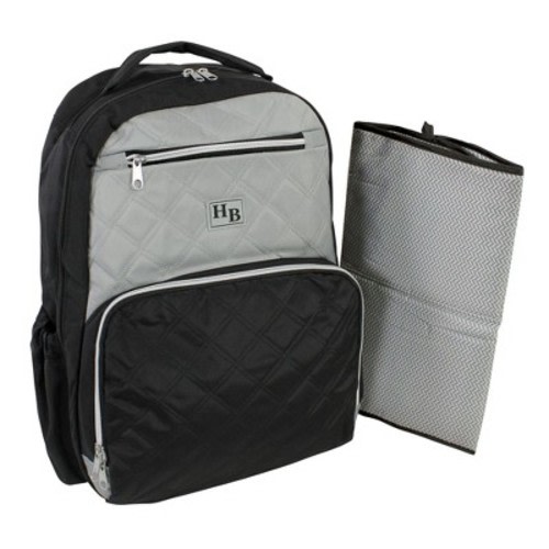 Hudson Baby Premium Diaper Bag Backpack and Changing Pad, Black Gray, One Size
