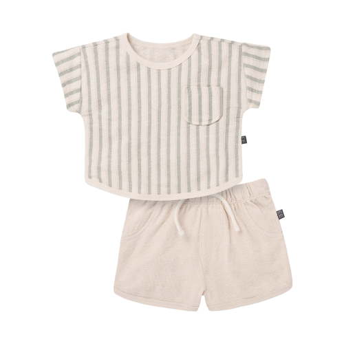 Modern Moments by Gerber Baby Boy Binding Shirt and Short Outfit Set, 2-Piece, Sizes 0/3 Months - 24 Months