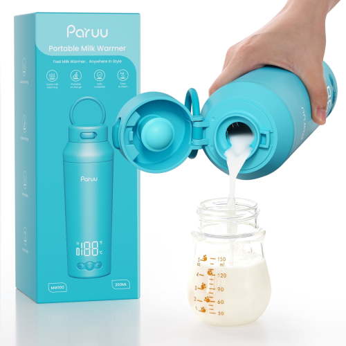 Paruu Portable Bottle Warmer for Travel, Easy-Clean Wide Mouth, Portable Milk Warmer with Fast Heating, 7-Temp Control,12oz