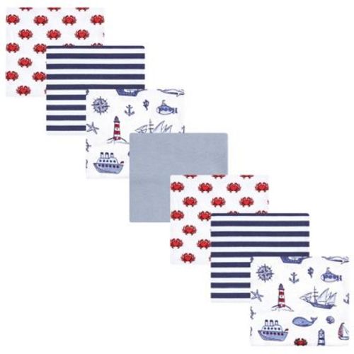 Little Treasure Hudson Baby Cotton Poly Flannel Receiving Blankets Multipack, Blue Lighthouse, 30x30 inches