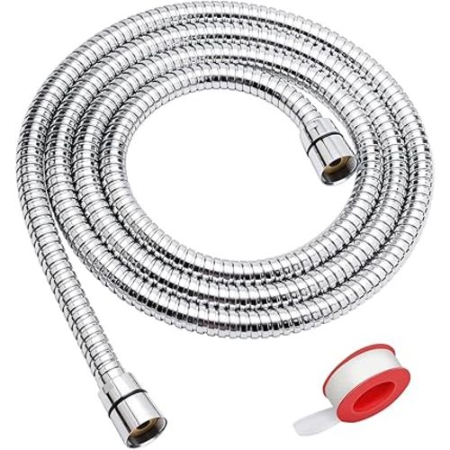 Shower Hose, 79 Inches Extra Long Stainless Steel Handheld Shower Head Hose with Brass Insert and Nut - Durable and Flexible(Chrome)