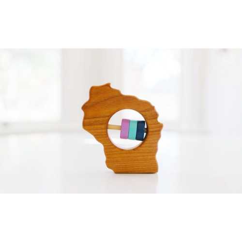 Wisconsin State Rattle: Modern Wooden Baby Toy
