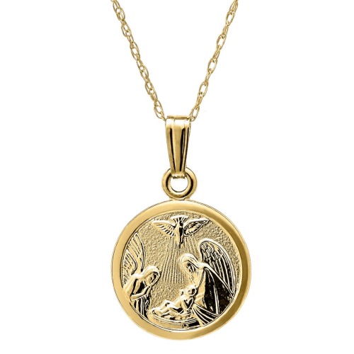 14k Gold Guardian Angel Pendant Necklace