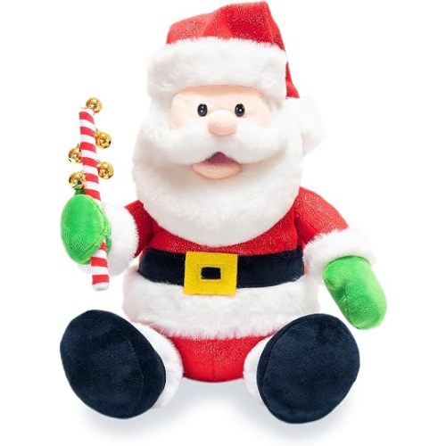 Cuddle Barn - Jingling Santa | Singing Santa Claus Christmas Plush Toy Shakes Bells, Sings and Bops to Xmas Carol Jingle Bell Rock | Cute and Funny or Decor | Great for All Ages - 12"