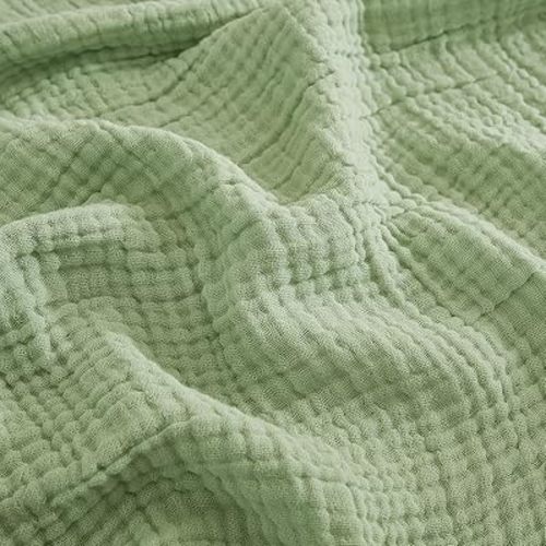EMME Cotton Throw Blanket for Couch Soft Airy Muslin Bed Blankets Lightweight Breathable Blanket All Season Gauze Blanket, Sage Green