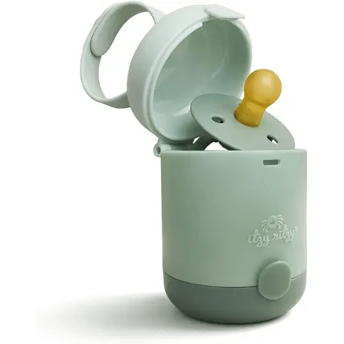 Itzy Ritzy Pacifier Holder - Dual-Sided Pacifier Case with Strap to Keep Clean & Dirty Pacifiers Separate, Paci Holder for Diaper Bag & Stroller (Pacifiers Not Included), Sage