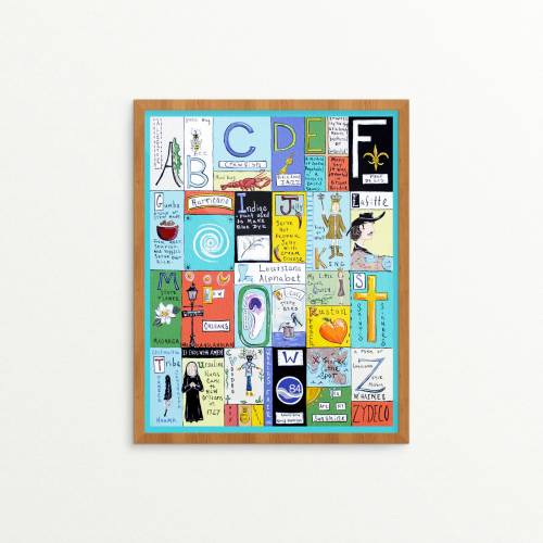 Louisiana Alphabet | Print (Louisiana Art, New Orleans Art, Louisiana Gift, Louisiana Decor, Alligator, Fleur de Lis, Hurricane, Art Print)