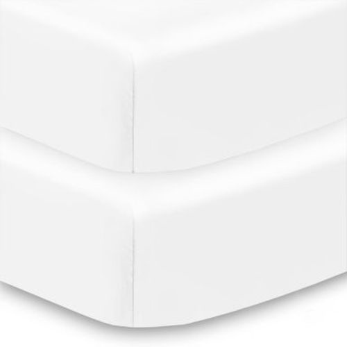 BreathableBaby All-in-One Fitted Sheet & Waterproof Cover, For 52" x 28" Crib Mattress (2-Pack), White