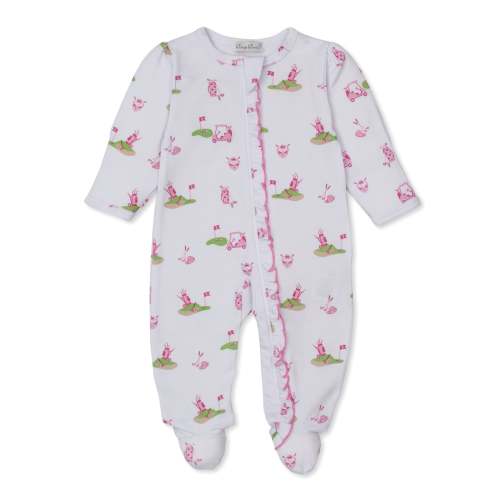 Golf Championship Pink Zip Footie in 0-3 months