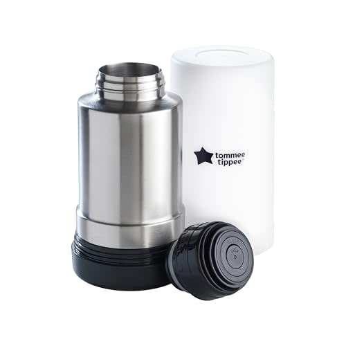 Tommee Tippee Travel Bottle & Food Warmer, Portable, Thermal Flask | Stainless Steel Flask with Leak-Proof Lid, Warms Bottles & Baby Food On the Go, No Power Needed