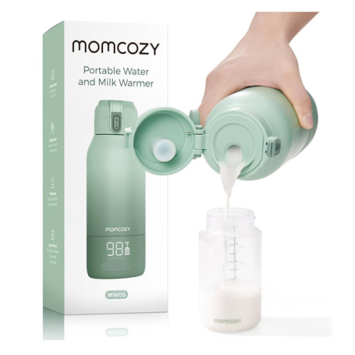 Momcozy Portable Milk Warmer for Travel – Dual Heating Modes for Breast Milk & Water, Portable Bottle Warmer with Fast Heating & Long Battery Life, 17 Ounces Large Capacity to Meet Your All-Day Needs