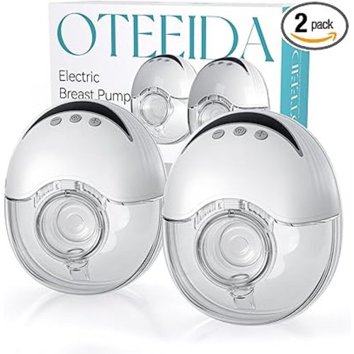 Hands Free Breast Pump Wearable MY-375 - Strong Suction, Low Noise, Wearable Breastfeeding Pump with 4 Mode &12 Levels, Portable Electric Breast Pump 24mm - 19/21/Insert/Flange, 2 Pack (White)