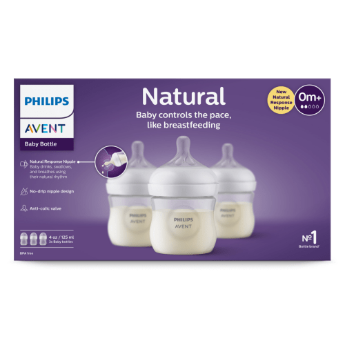 Philips Avent Natural Baby Bottle, Clear, 4oz, 3pk