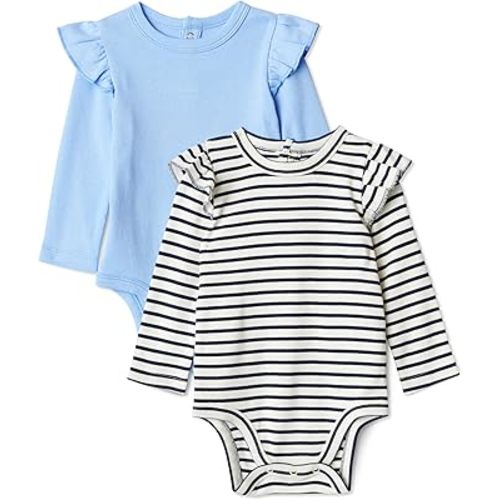 Amazon Essentials Baby Girls' Long-Sleeved Ruffle Bodysuits