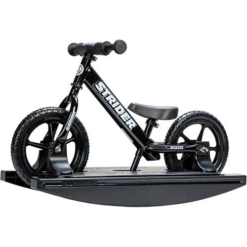 Strider Sport 2-in-1 Rocking Bike, Black- Helps Teach Baby How to Ride a Balance Bicycle - for Kids 6 Months to 4 Years -Easy Assembly, Tool-Free Adjustments