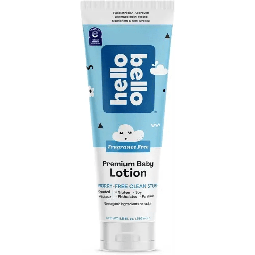 Hello Bello premium Baby Lotion | Vegan and Cruelty Free Moisturizing, Non-Greasy Lotion for babies and Kids | Fragrance Free | 8.5 FL Oz (1 Pack)