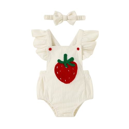 GEMLON Baby Girl St Patricks Day Clothes Irish Embroidery Overalls Romper Corduroy Sleeveless Bodysuit Infant Summer Outfit